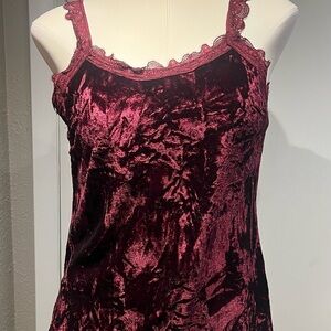 Paparazzi Red Velvet Tank Top with Lace Trim